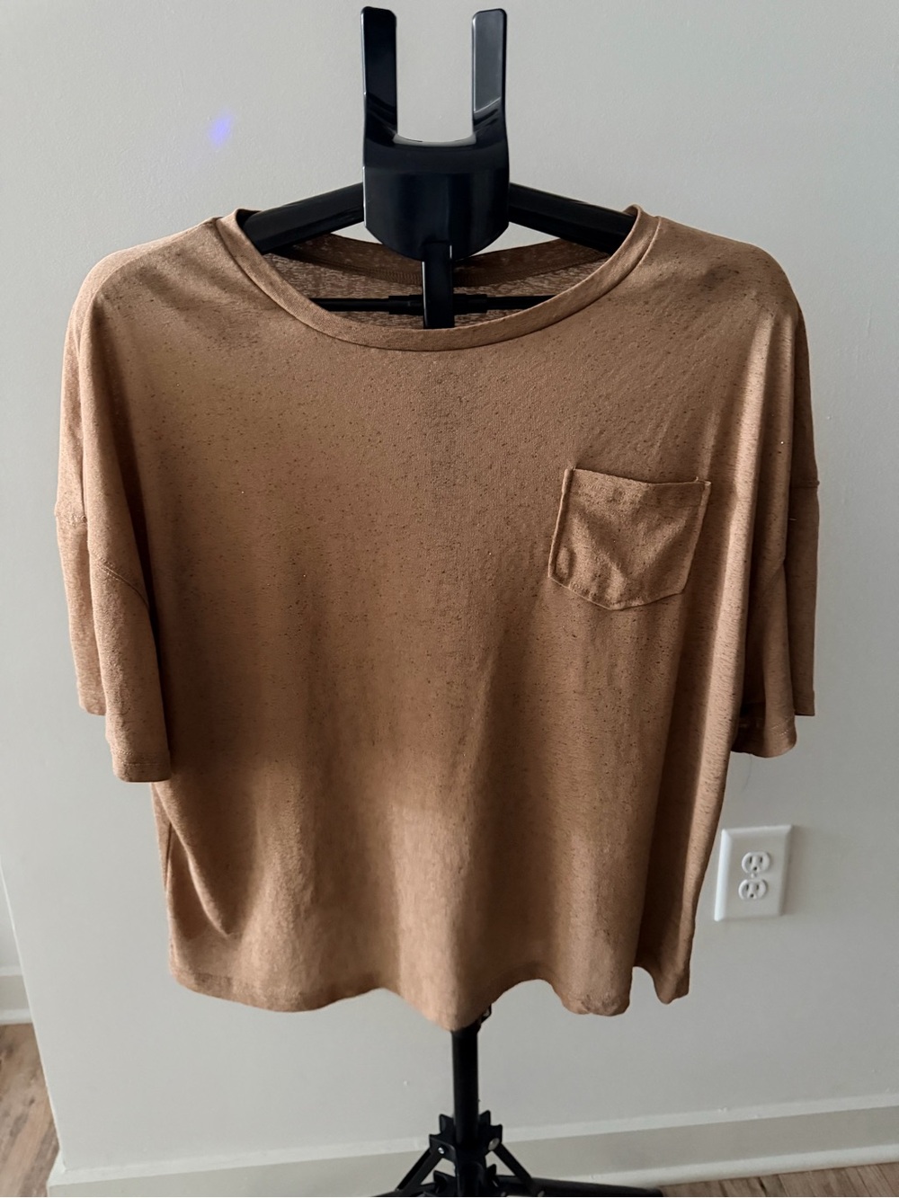 SHEIN Relaxed Short-Sleeve Pocket Tee in Brown